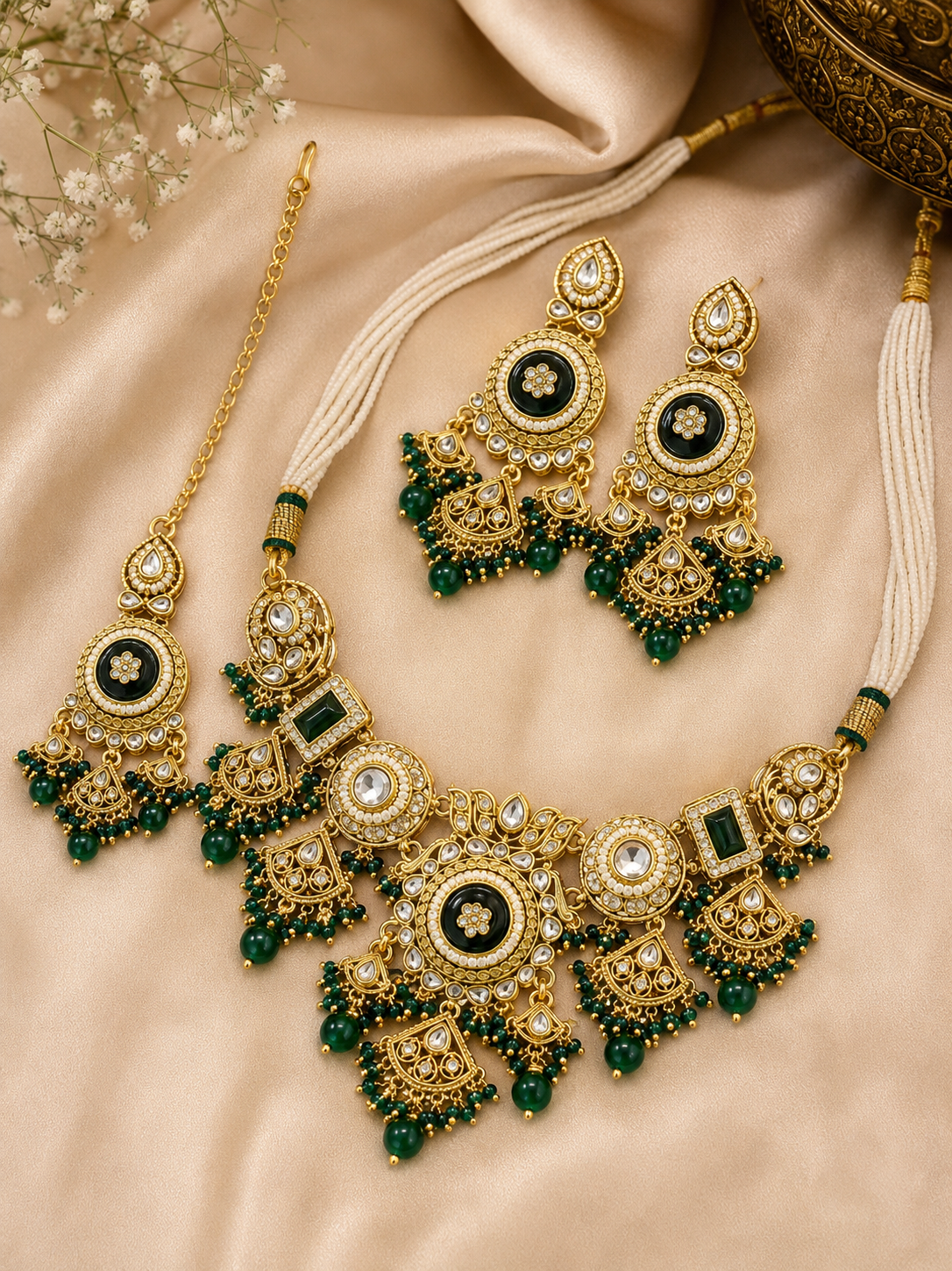 Green Anaya Kundan Necklace