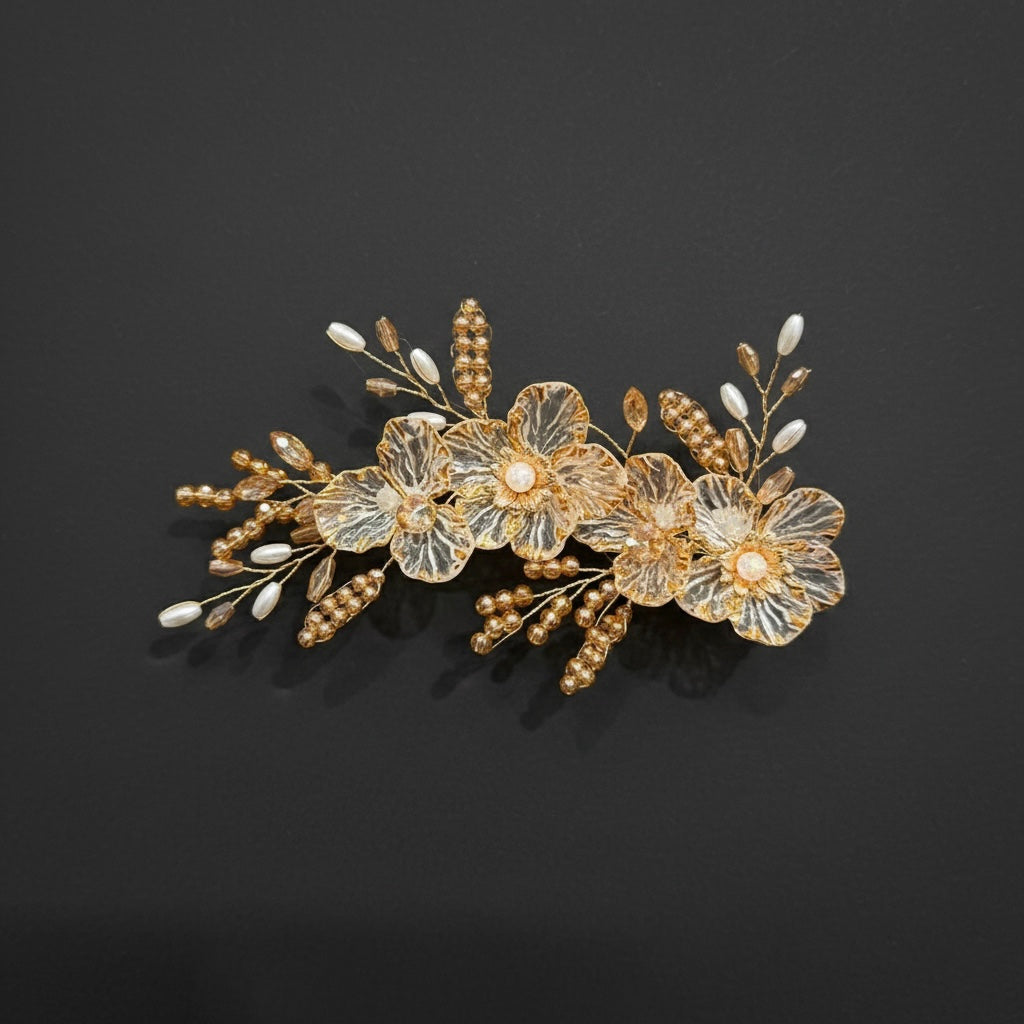 Antique Gold Petal Hair Clip
