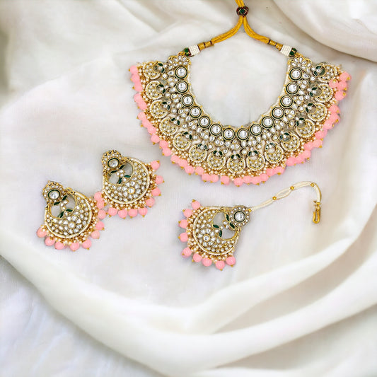 Pink Roshni Kundan Necklace