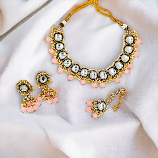 Pink Kavya Kundan Necklace