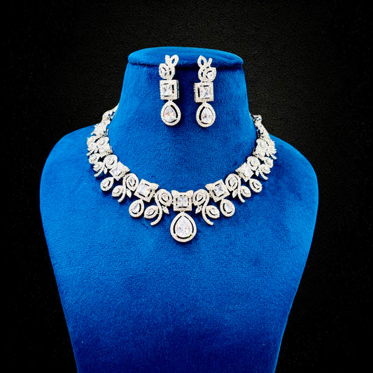 White Tanvi American Diamond Necklace