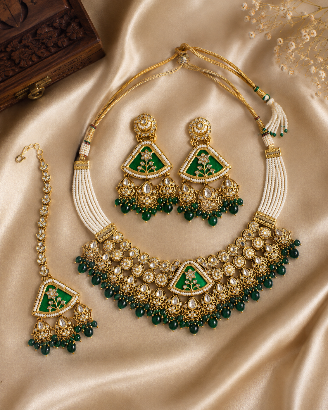 Green Ira Kundan Necklace