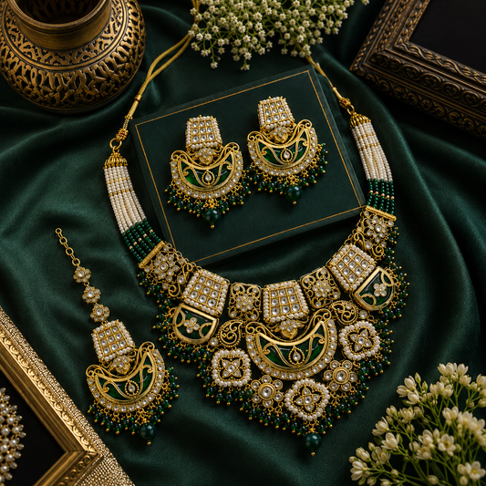 Green Riya Kundan Necklace