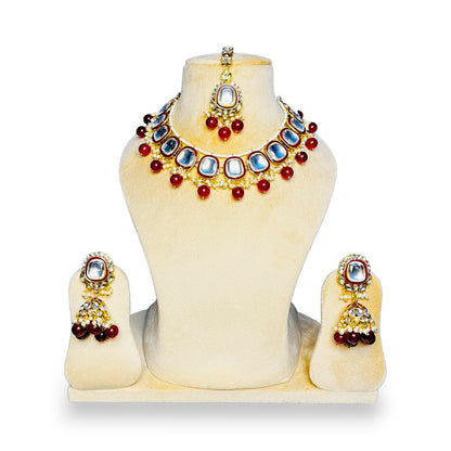 Maroon Kavya Kundan Necklace