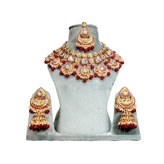 Maroon Bhavya Kundan Necklace