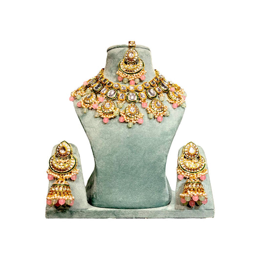 Mint & Pink Bhavya Kundan Necklace