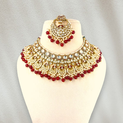 Maroon Roshni Kundan Necklace