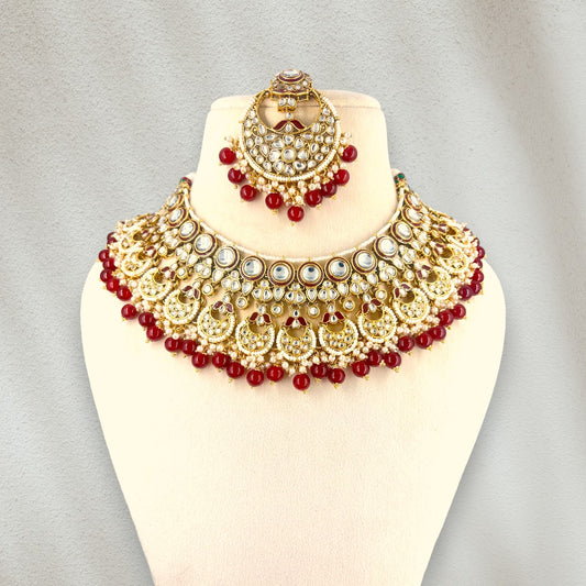 Maroon Roshni Kundan Necklace