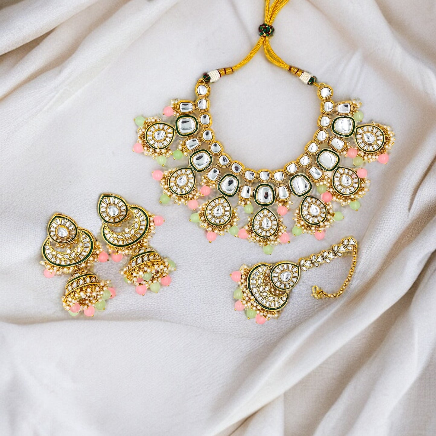 Mint & Pink Bhavya Kundan Necklace