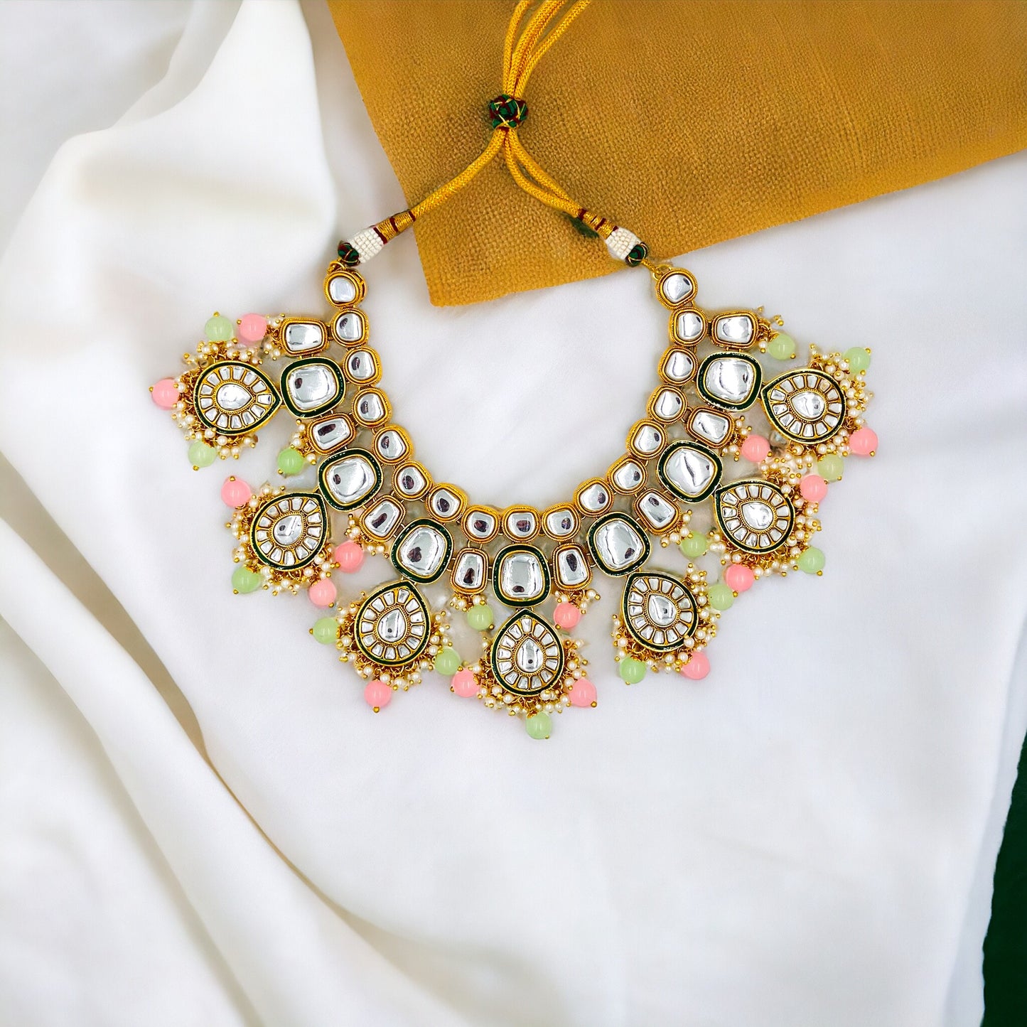 Mint & Pink Bhavya Kundan Necklace