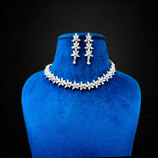 White Kriti American Diamond Necklace