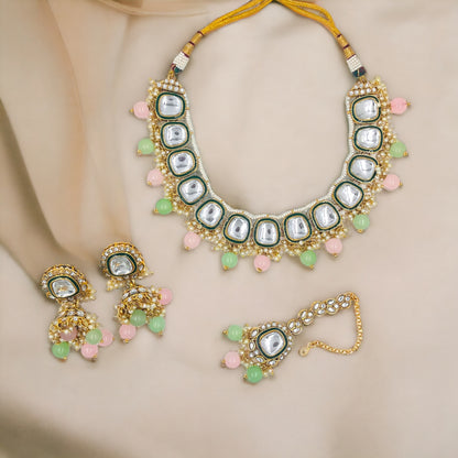 Mint & Pink Kavya Kundan Necklace