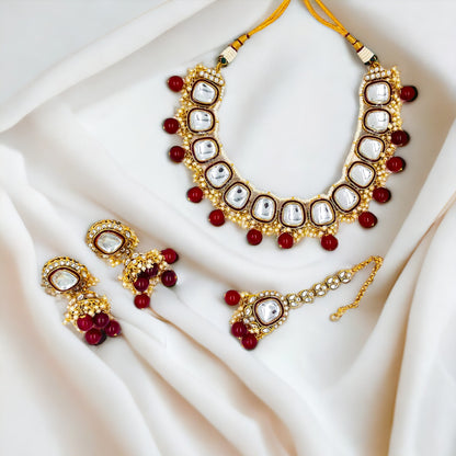 Maroon Kavya Kundan Necklace