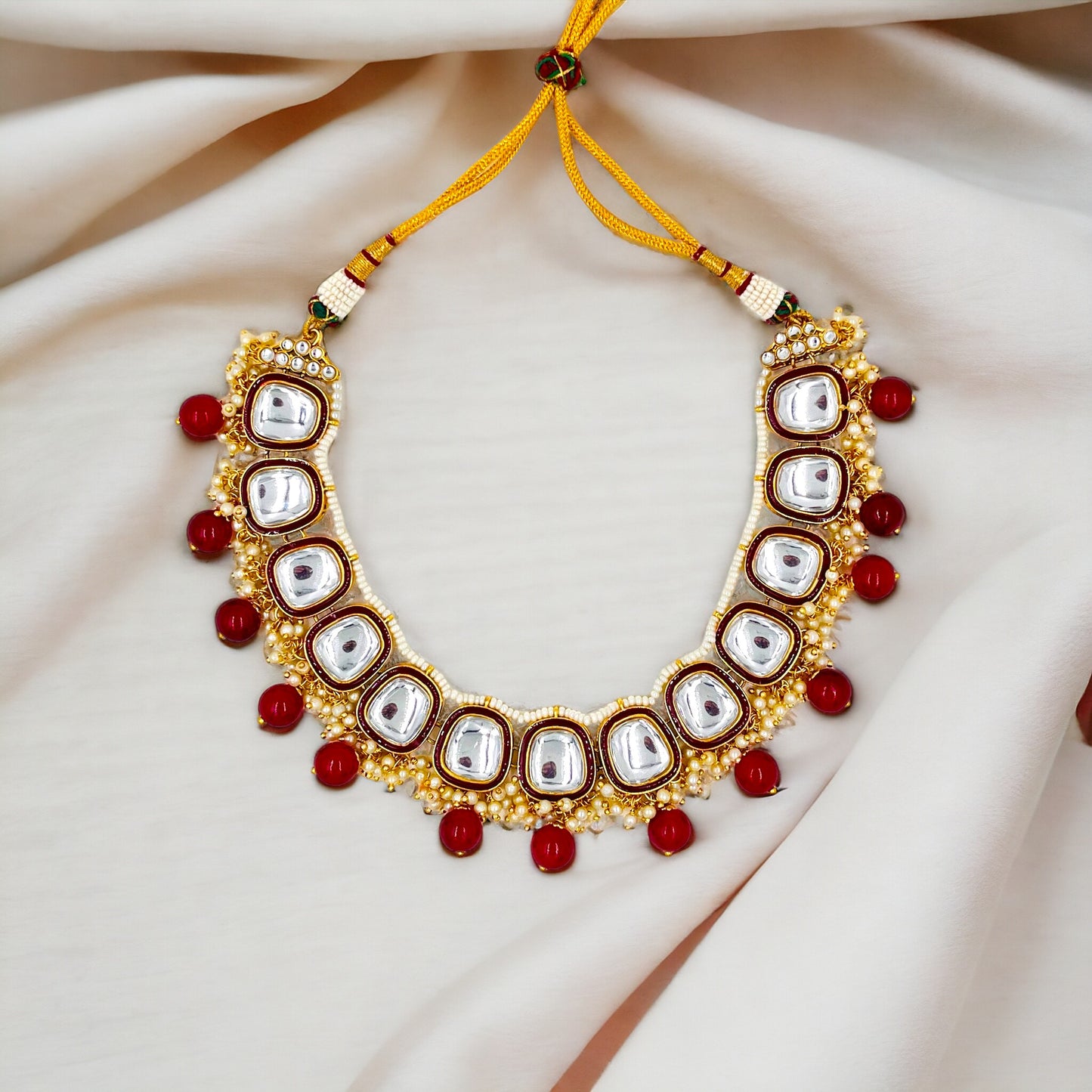 Maroon Kavya Kundan Necklace