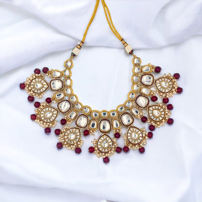 Maroon Bhavya Kundan Necklace