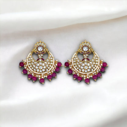 Maroon Roshni Kundan Necklace